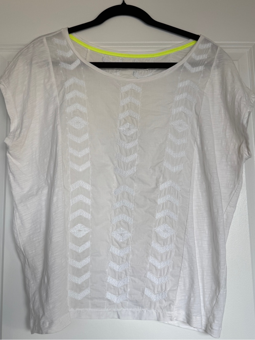 MADEWELL Hi-Line 100% Cotton Tee Embroidered Chevron Lightweight Size Large EUC
